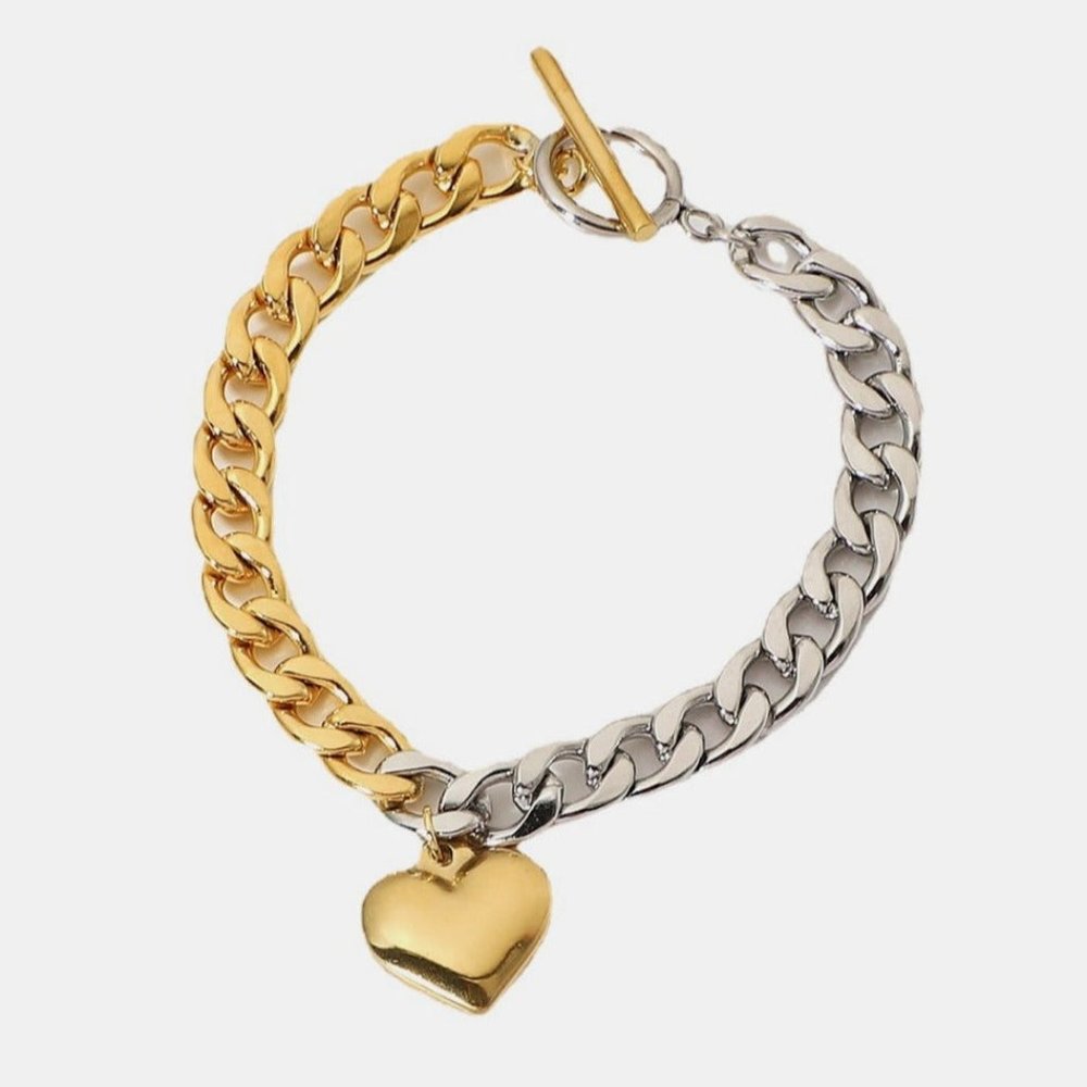 Gold and Silver heart charm bracelet
